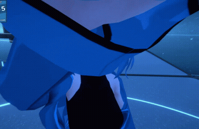 Girl With Blue Hair In Front Of Scoreboard GIF