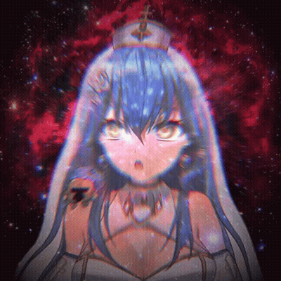 Girl With Blue Hair In Nurse Cape GIF