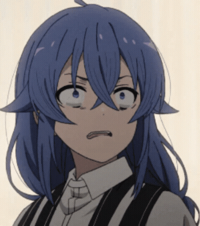 Girl With Blue Hair In White Shirt And Suspenders GIF