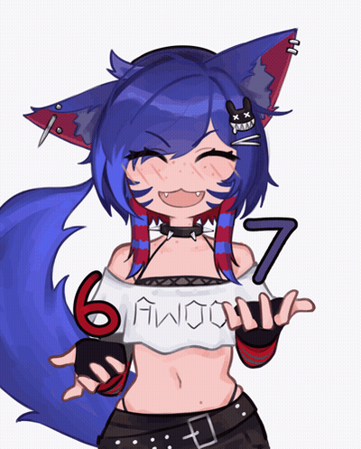 Girl With Blue Hair In White Shirt Saying 6 Awoo7 GIF
