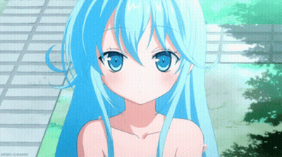 Girl With Blue Hair Looking At Camera Anime-Chanpa GIF