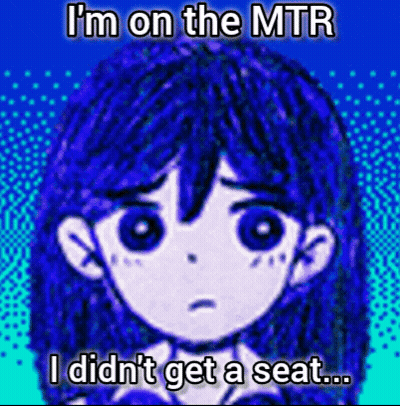 Girl With Blue Hair No Seat On MTR GIF