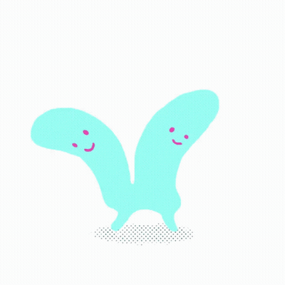 Girl With Blue Hair On Pink Background GIF