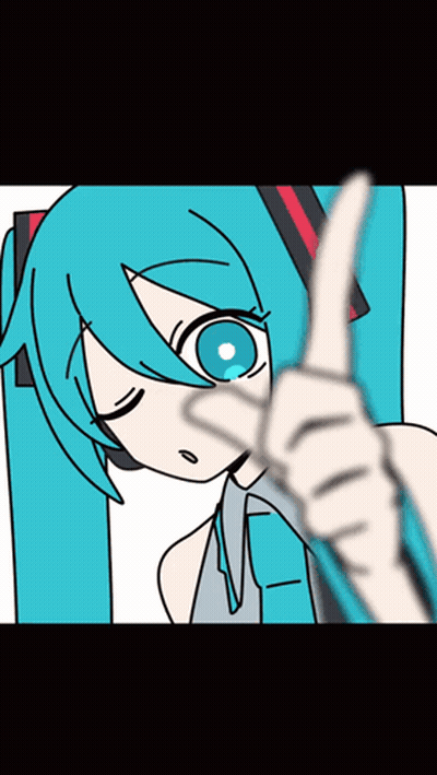 Girl With Blue Hair Pointing GIF