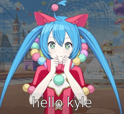 Girl With Blue Hair Saying Hello Kyle GIF