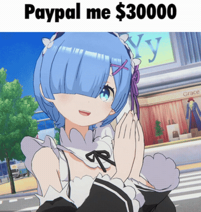 Girl With Blue Hair Saying PayPal Me $30000 GIF