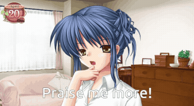 Girl With Blue Hair Saying Praise Me More GIF