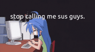 Girl With Blue Hair Saying Stop Calling Me Sus GIF