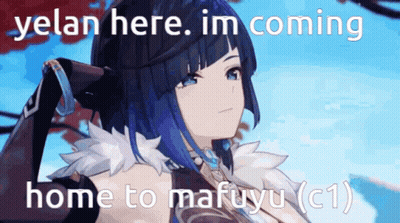 Girl With Blue Hair Saying Yelan Here Im Coming Home GIF
