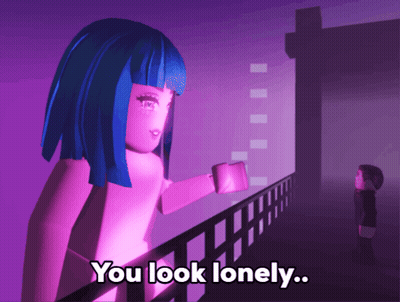 Girl With Blue Hair Saying You Look Lonely GIF