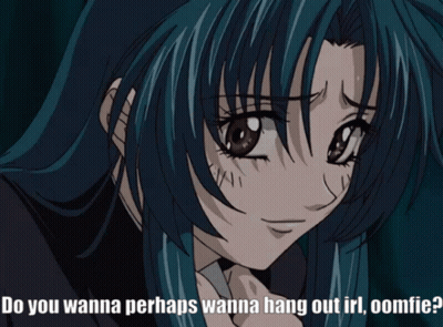 Girl With Blue Hair Says Do You Wanna Hang Out Irl Boomfie GIF