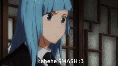 Girl With Blue Hair Says Tehehe Smash GIF