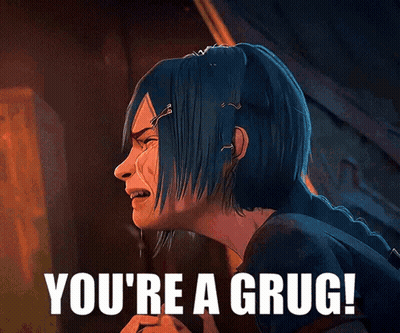 Girl With Blue Hair Says You're A Grug GIF
