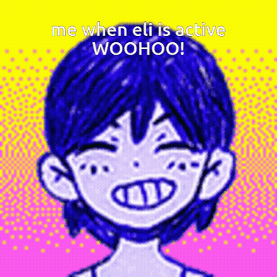 Girl With Blue Hair Smiling Saying Woohoo GIF