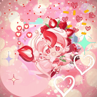 Girl With Bow And Arrow Surrounded By Hearts Saying Skip GIF