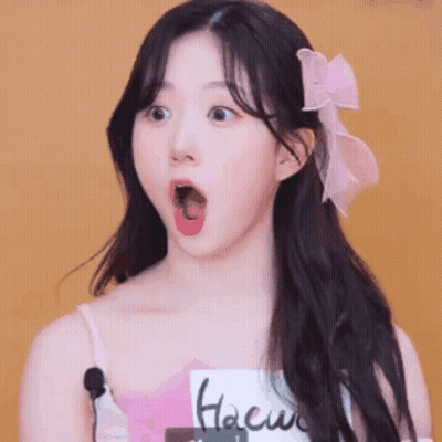 Girl With Bow And Haewon Name Tag GIF