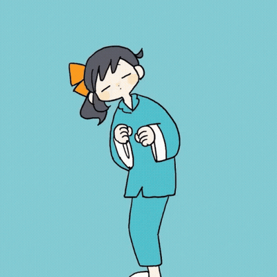 Girl With Bow In Hair And Blue Pajamas GIF