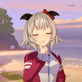 Girl With Bow Standing On Beach GIF