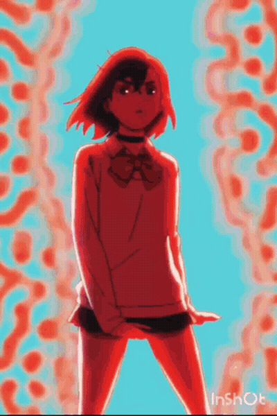 Girl With Bow Tie In Colorful Background GIF