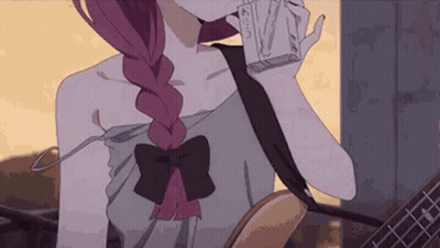 Girl With Braided Hair Holding Guitar And Box GIF