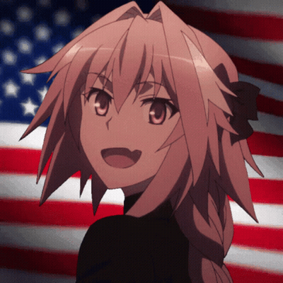 Girl With Braided Hair Smiling In Front Of Flag GIF