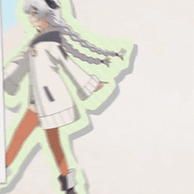 Girl With Braided Hair Standing In Front Of Wall GIF