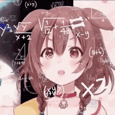 Girl With Braids Surrounded By Math Equations GIF