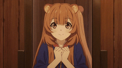 Girl With Brown Hair And Bear Ears Smiling Hands Folded GIF
