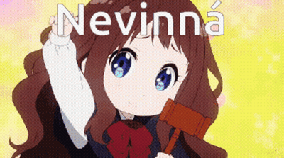 Girl With Brown Hair And Blue Eyes Holding Hammer Nevinna GIF