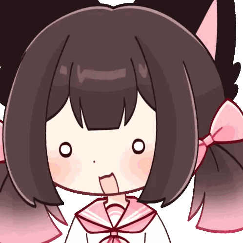 Girl With Brown Hair And Pink Bow Sticker