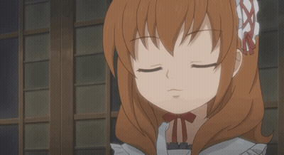 Girl With Brown Hair And Red Bow Smiling Eyes Closed GIF