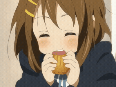 Girl With Brown Hair Eating Food GIF