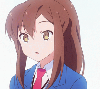 Girl With Brown Hair In Blue Jacket And Pink Tie GIF