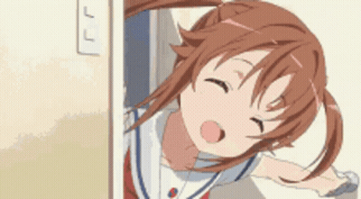 Girl With Brown Hair Standing In Doorway GIF