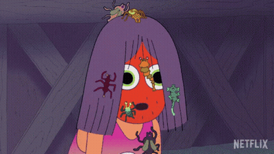 Girl With Bugs in Hair and Netflix Logo