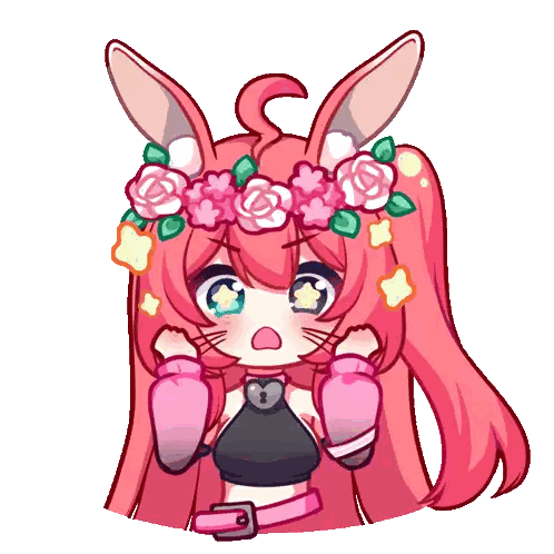 Girl With Bunny Ears And Flower Crown Sticker