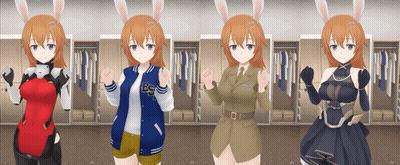 Girl With Bunny Ears In Varsity Jacket BG GIF