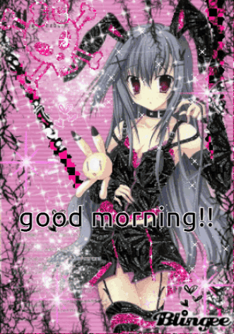 Girl With Bunny Ears Saying Good Morning GIF