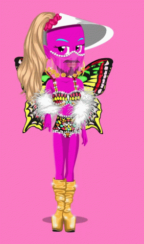 Girl With Butterfly Wings And Hat GIF