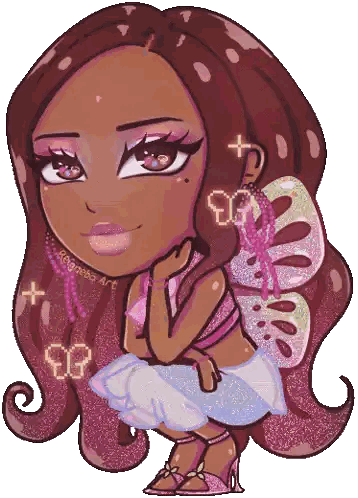 Girl With Butterfly Wings Rogneba Art Sticker