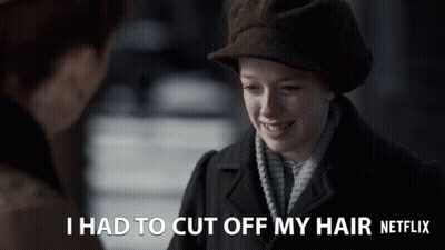 Girl With Caption I Had To Cut Off My Hair GIF