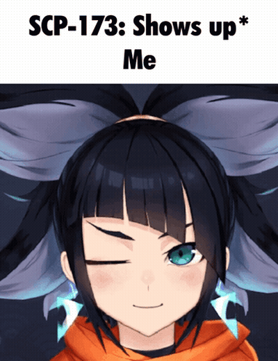 Girl With Caption SCP-173 Shows Up Me GIF