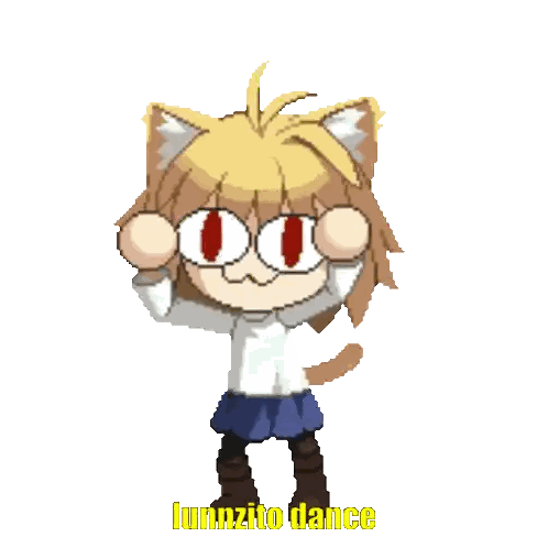 Girl With Cat Ear And Lunnzito Dance Text Sticker