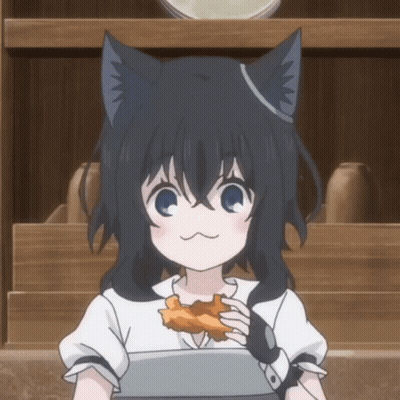 Girl With Cat Ear Eating Food GIF