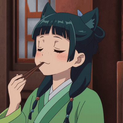 Girl With Cat Ear Eating With Chopsticks GIF