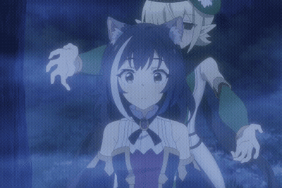 Girl With Cat Ear Held By Man GIF