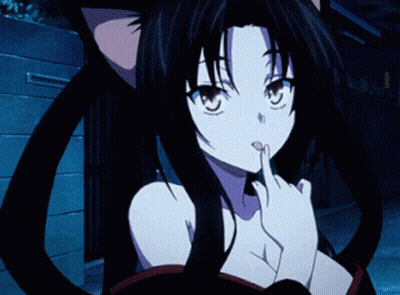 Girl With Cat Ear Holding Finger To Lips GIF