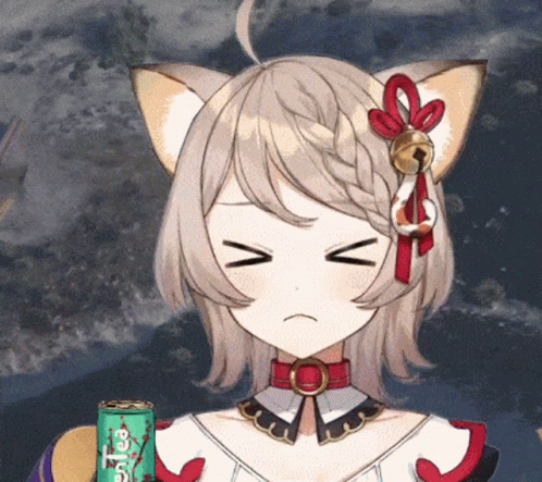 Girl With Cat Ear Holding Sprite GIF