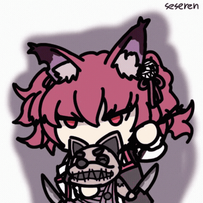 Girl With Cat Ear Holding Stuffed Animal Seseren GIF