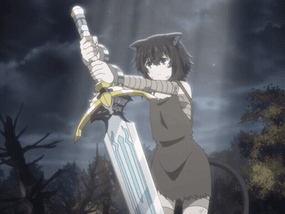 Girl With Cat Ear Holding Sword Saying Amann GIF